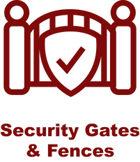 Security Gates & Fences (Icon picture with gate and secured sheild)